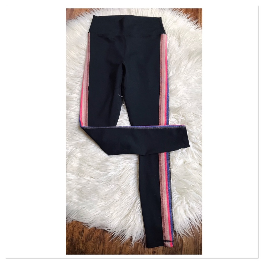 Spiritual Gangster Essential Side Stripe Athletic Leggings Black Pink Size M - Picture 2 of 7